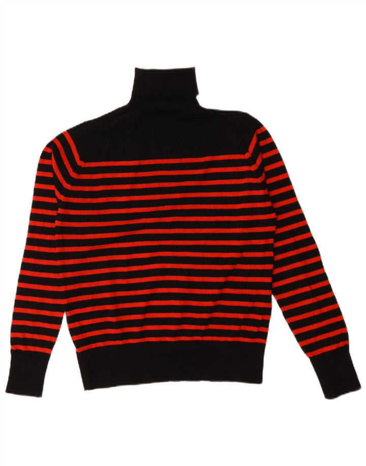 Marks & Spencer Damen-Rollkragenpullover, Gr. 12, mittelschwarz gestreift