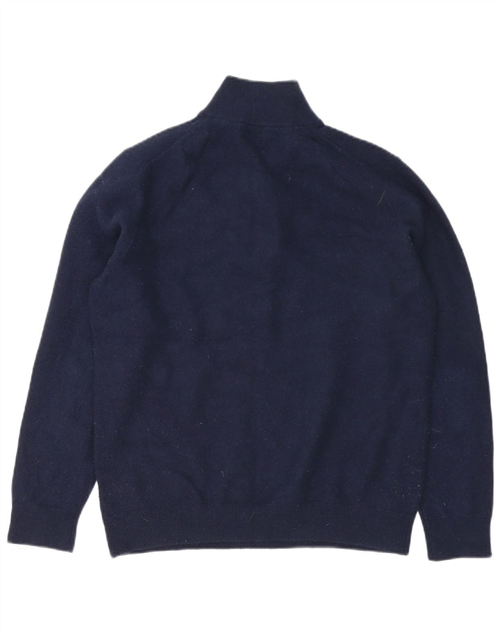 Massimo Dutti Herren-Pullover mit Reißverschluss am Hals, mittelmarineblaue Wolle