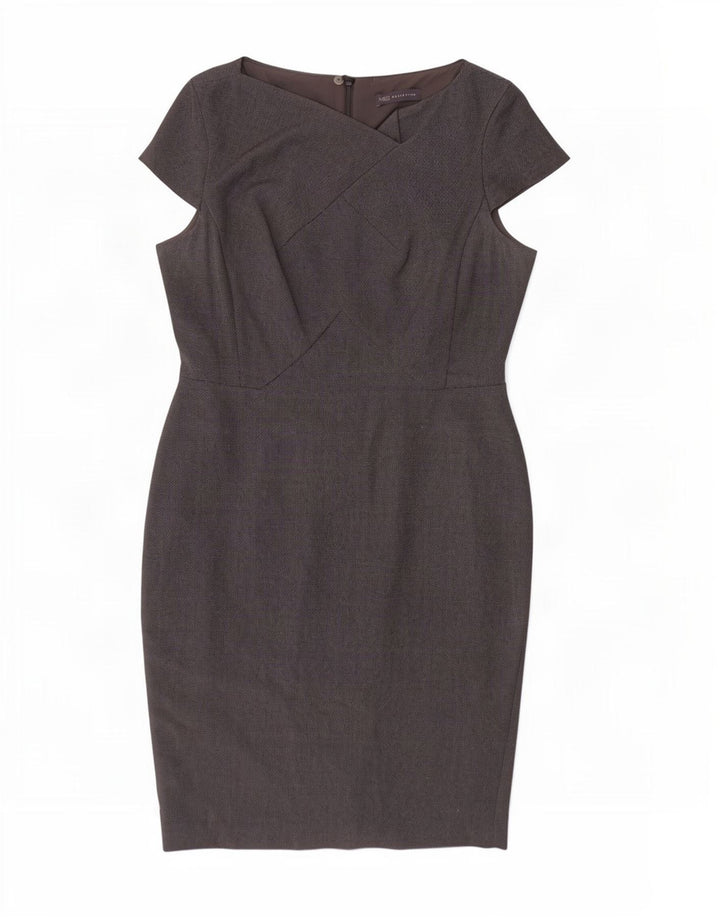 Marks & Spencer Damen Etuikleid UK 14 Large Grau Polyester