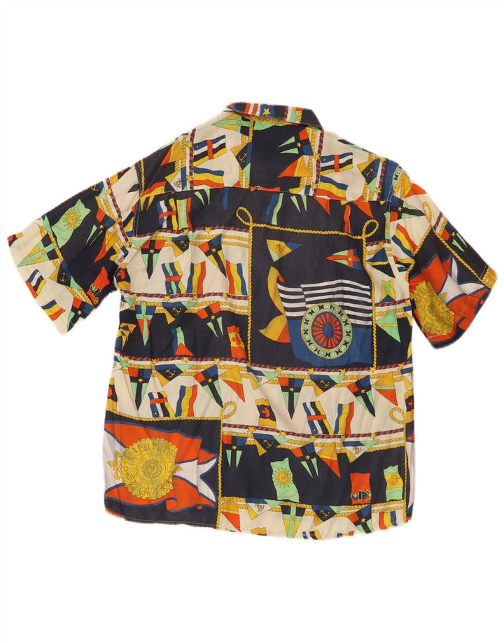 Vintage Herren-Kurzarmshirt mit abstraktem Muster, klein, mehrfarbig