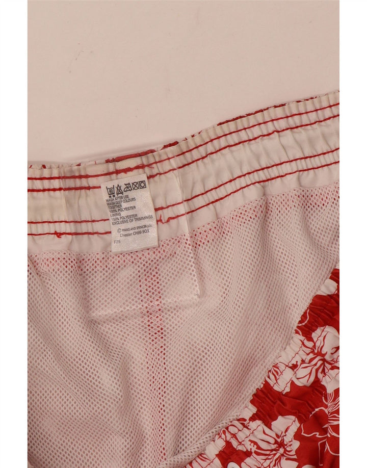 Marks & Spencer Herren-Badeshorts, groß, rotes Blumenmuster, Polyester