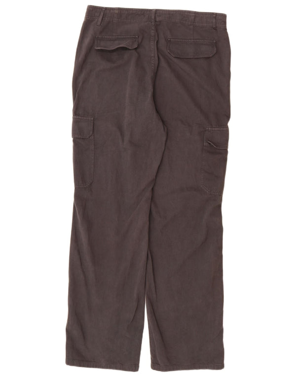 Zara Damen-Cargohose mit hoher Taille, gerade, EU 46, XL, B36, L34, graue Baumwolle