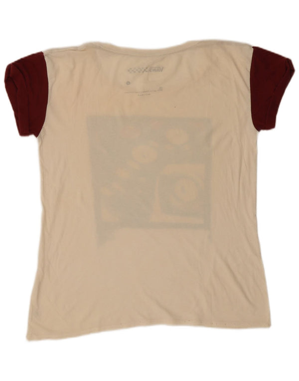 VANS Damen Grafik-T-Shirt-Oberteil UK 16 Large Off White Colourblock