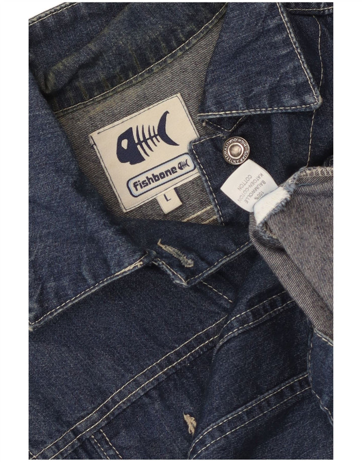 Fishbone Damen Jeansjacke UK 14 Große marineblaue Baumwolle