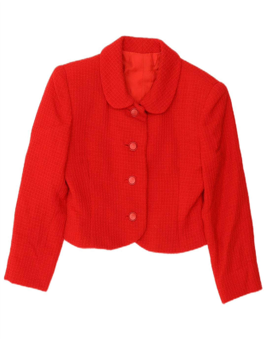 Vintage Damen Crop 4 Button Blazer Jacke UK 10 Small Rot
