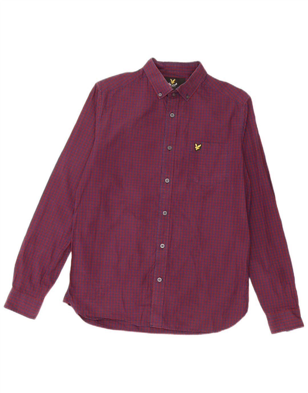 Lyle & Scott Herren-Hemd, klein, Burgunderrot, Gingham-Baumwolle