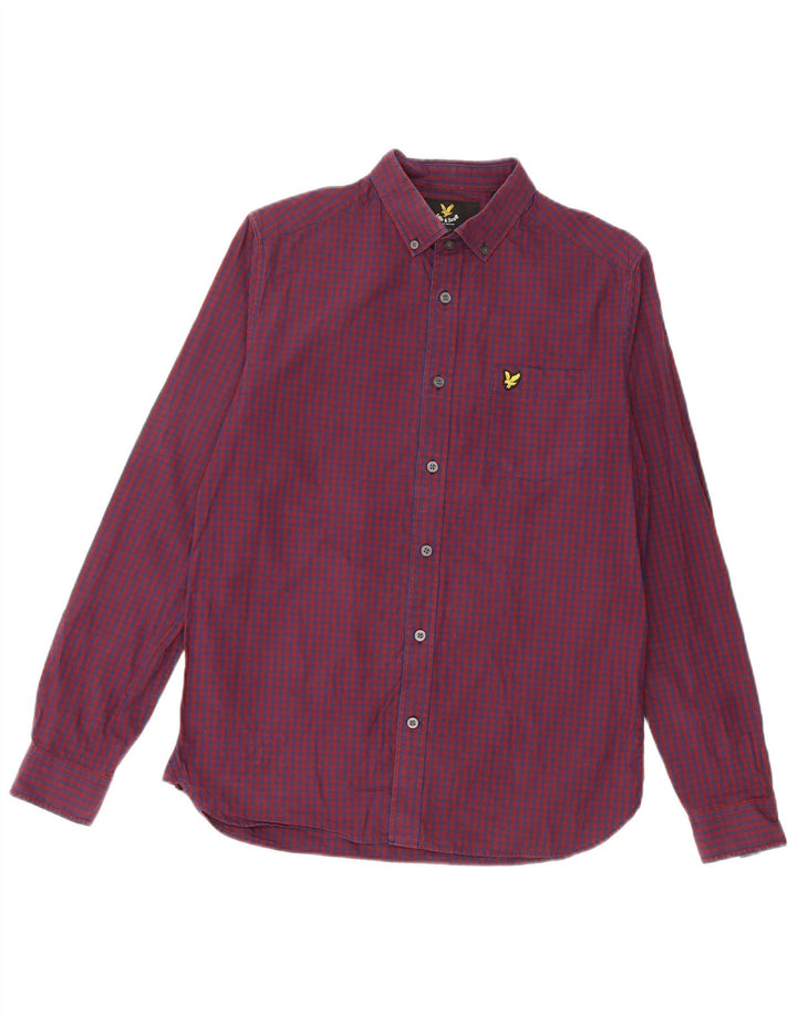 Lyle & Scott Herren-Hemd, klein, Burgunderrot, Gingham-Baumwolle