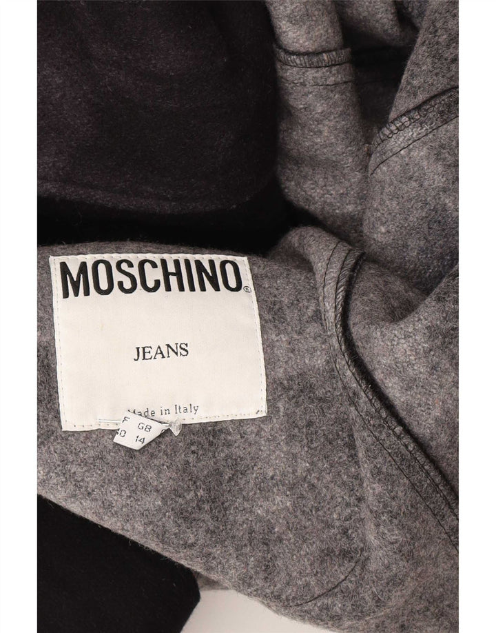 Moschino Damenmantel UK 14 Mittelschwarze Colourblock-Wolle
