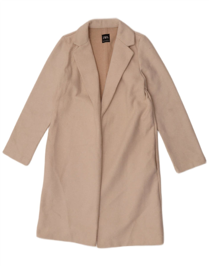 Zara Womens Open Overcoat UK 10 Small Off White