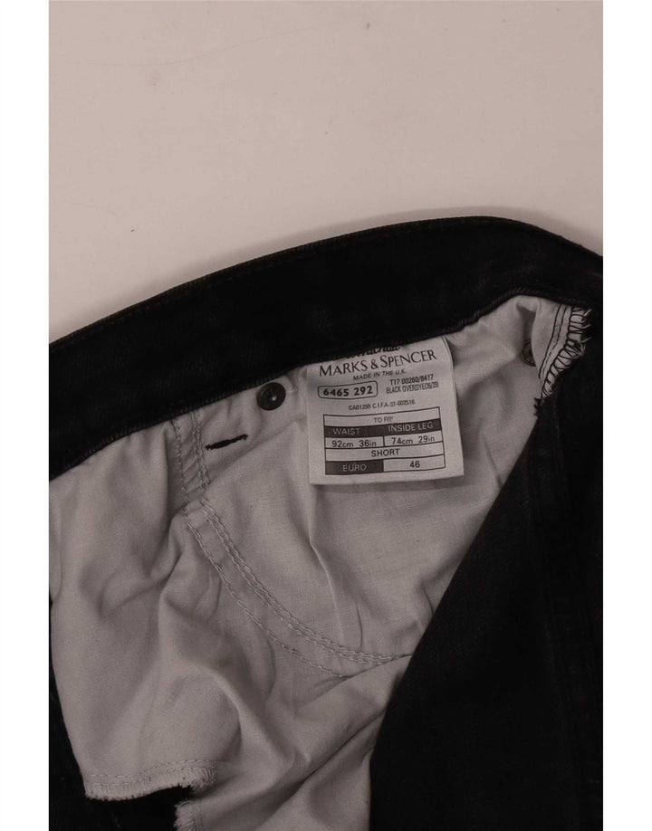 Marks & Spencer Herren Straight Jeans W36 L29 Schwarze Baumwolle
