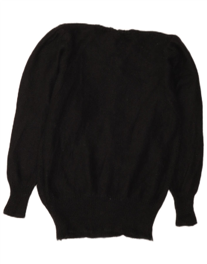 Vintage Damen Pullover mit Rundhalsausschnitt IT 44 Medium Schwarz
