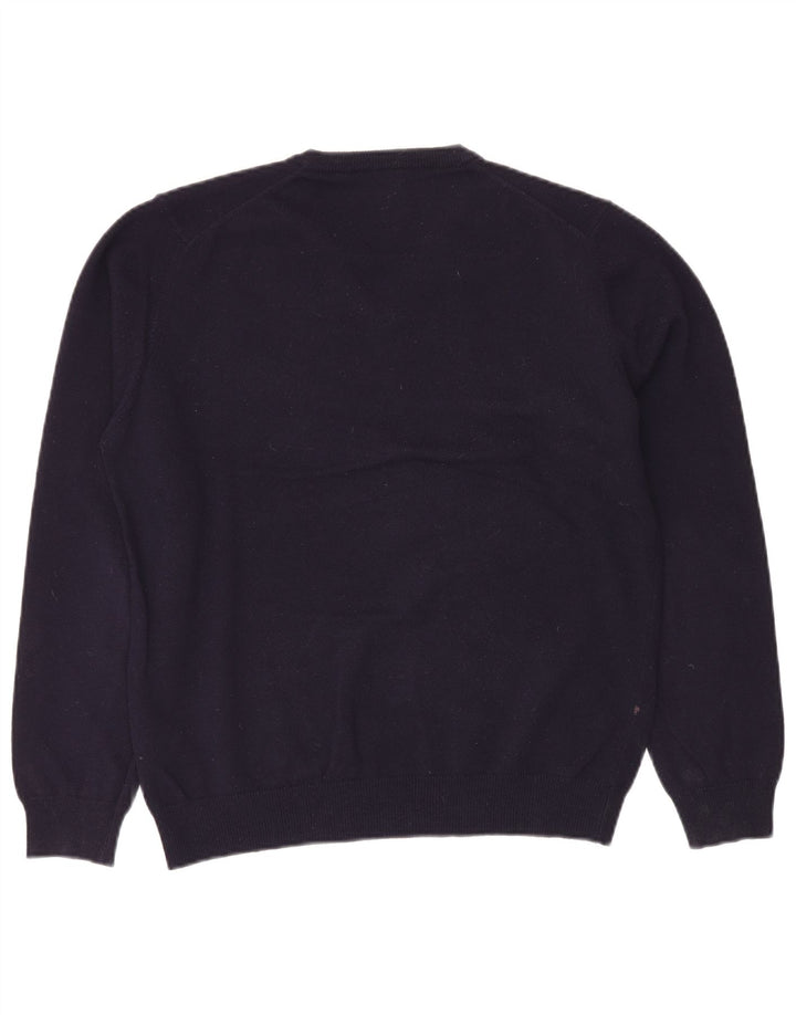 Henry Cottons Herren-Pullover mit V-Ausschnitt, groß, marineblau, Schurwolle