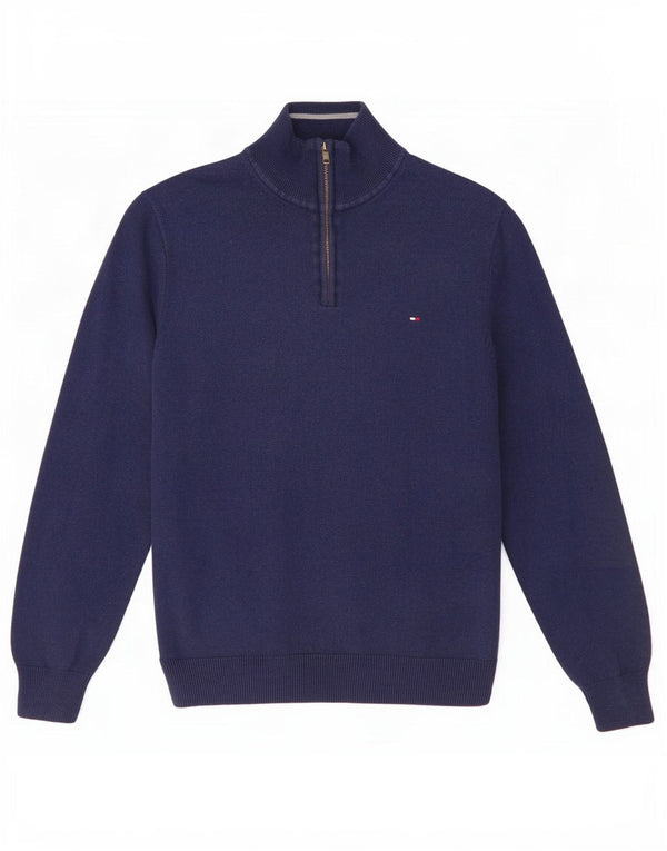 Tommy Hilfiger Damen-Pullover mit Reißverschluss am Hals, UK 16, Größe L, Marineblau, Baumwolle