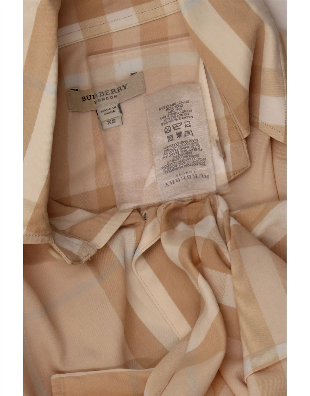 BURBERRY Damenhemd UK 6 XS Beige karierte Baumwolle