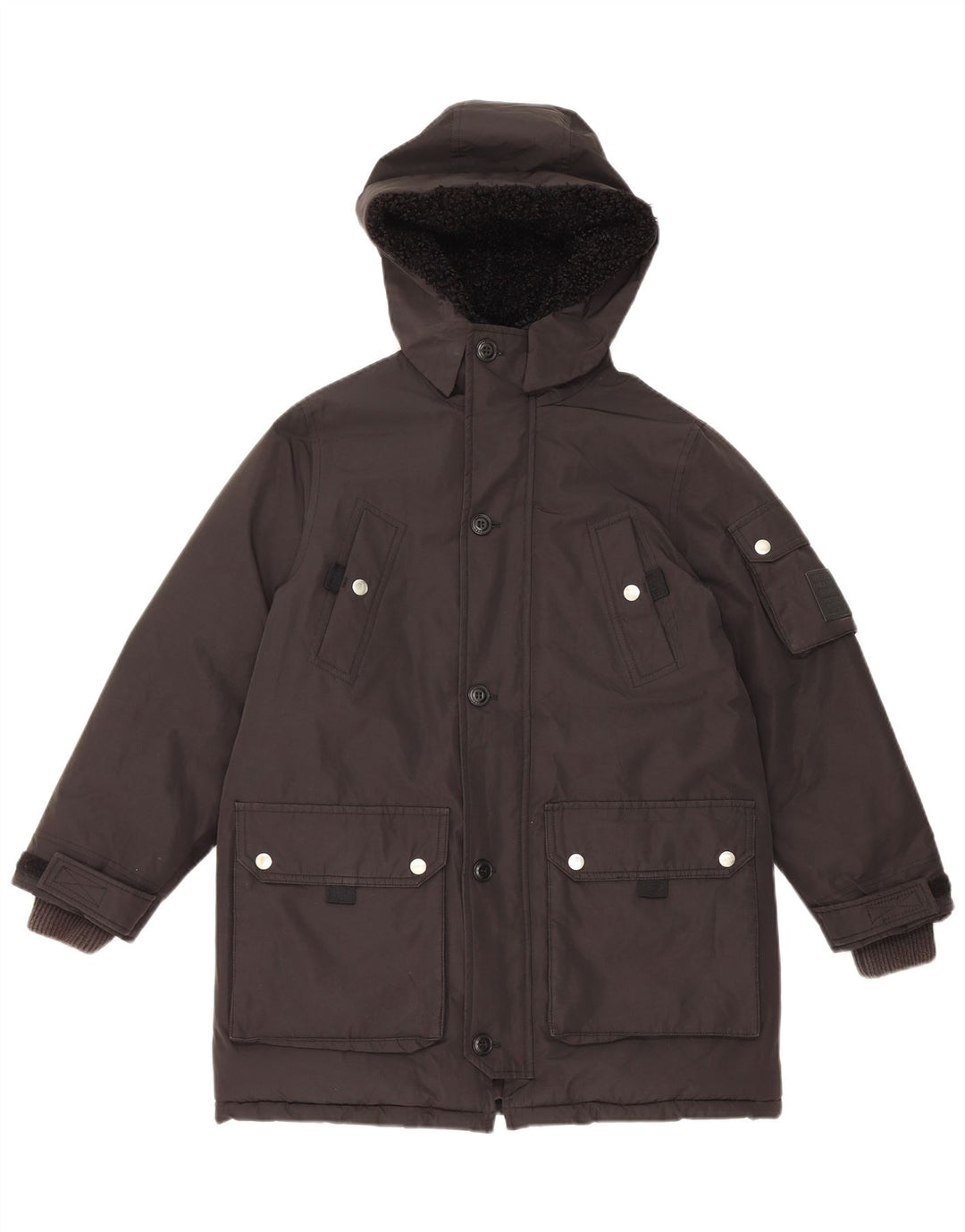 Diesel Damen-Parka mit Kapuze, UK 10, Größe S, Schwarz, Polyester