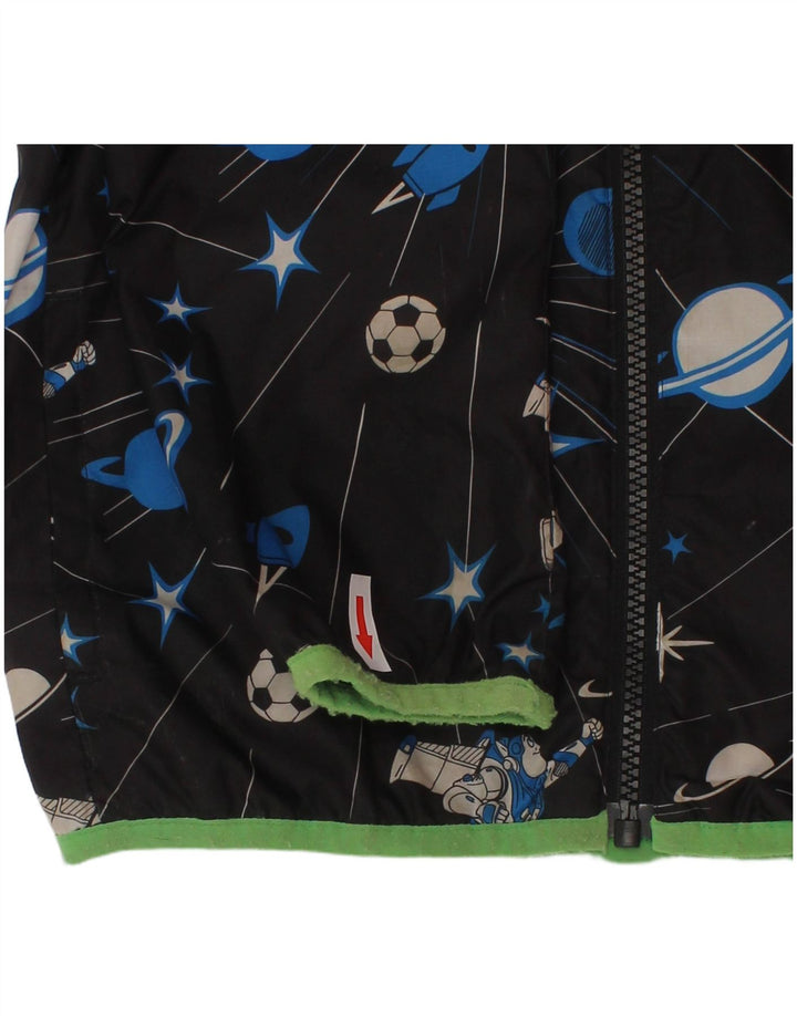 Adidas Jungen-Regenjacke mit Kapuze, 5–6 Jahre, schwarzes geometrisches Polyester