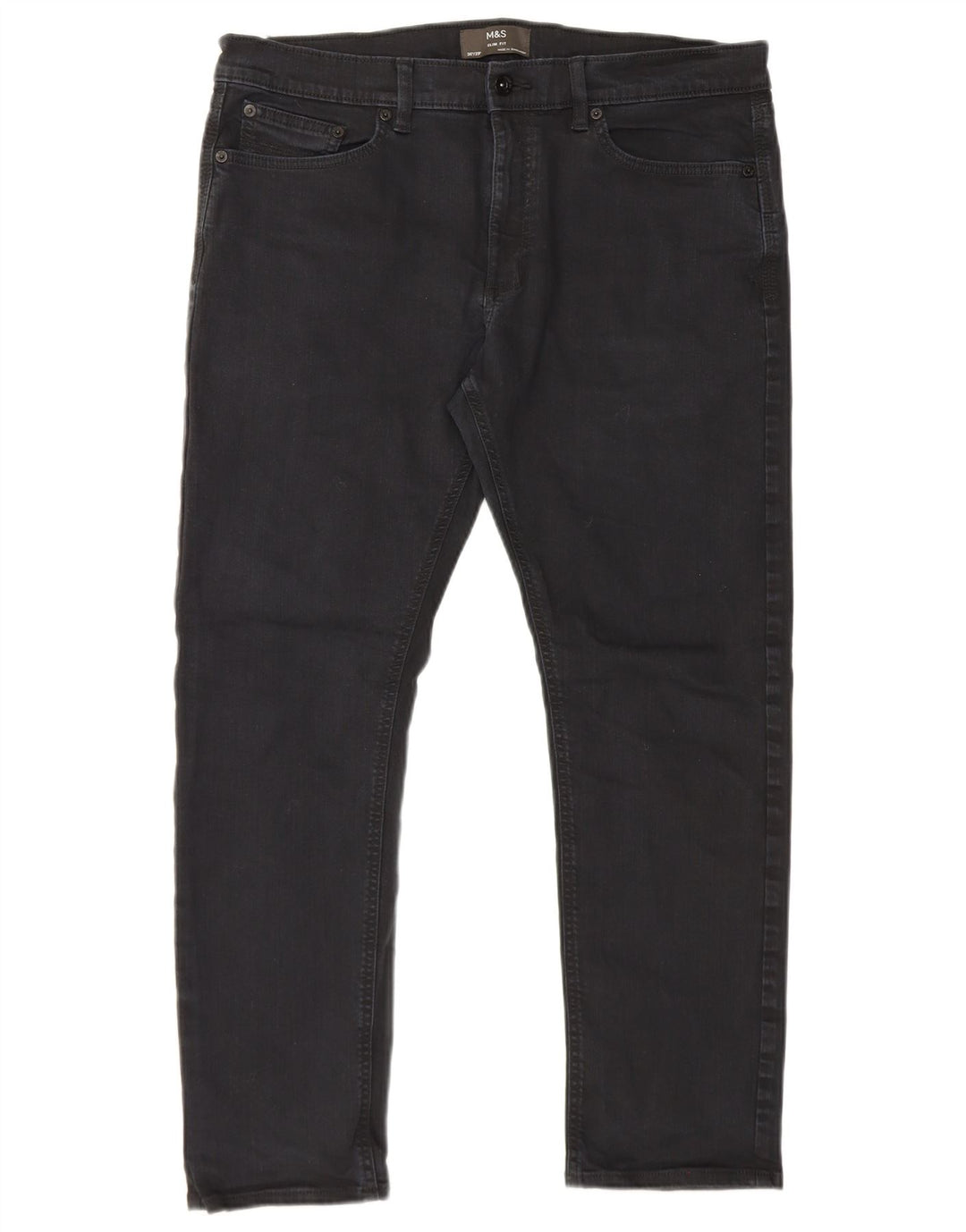Marks & Spencer Slim-Jeans für Herren, W36, L29, schwarze Baumwolle