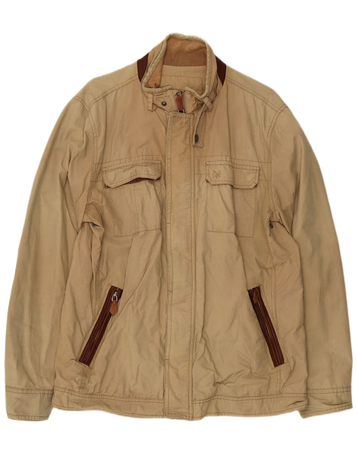 Crew Clothing Herren Bomberjacke UK 40 Large Beige Baumwolle