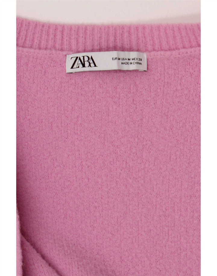 Zara Damen Strickjacke UK 12 Mittelrosa Polyamid