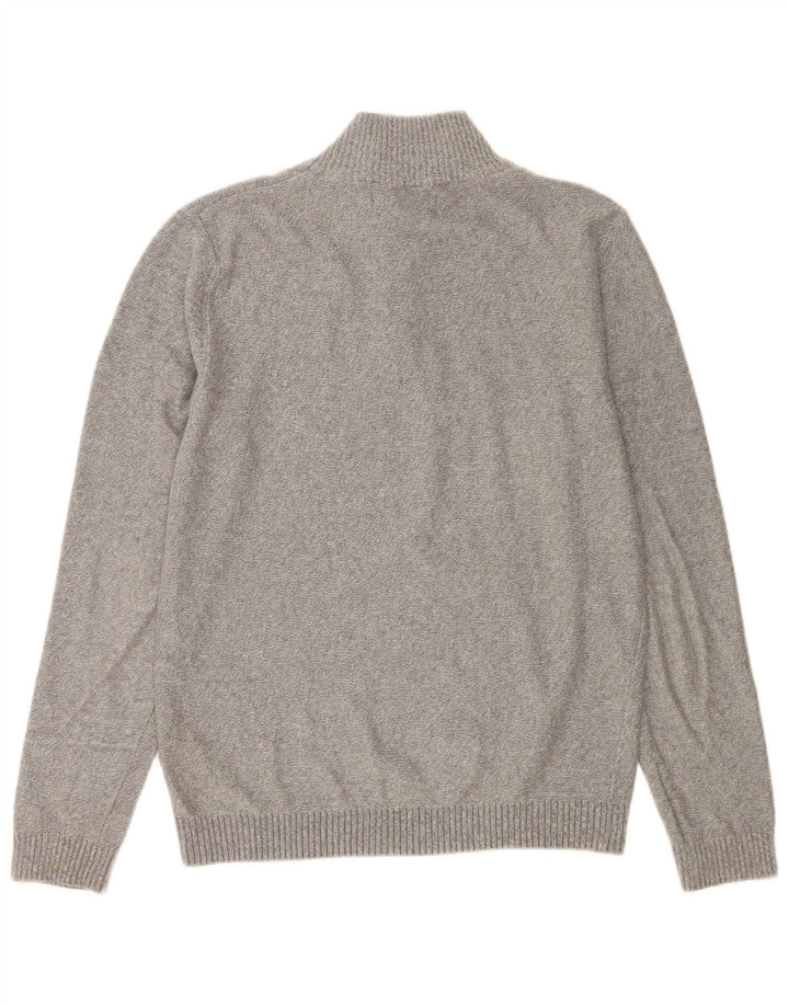 Jack & Jones Herren-Pullover mit Reißverschluss am Hals, Größe S, graue Baumwolle