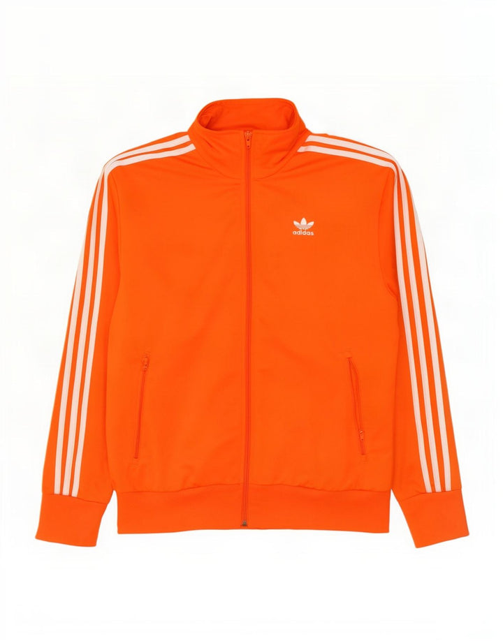 Adidas Herren-Trainingsanzug-Top-Jacke aus mittelorangefarbenem Polyester
