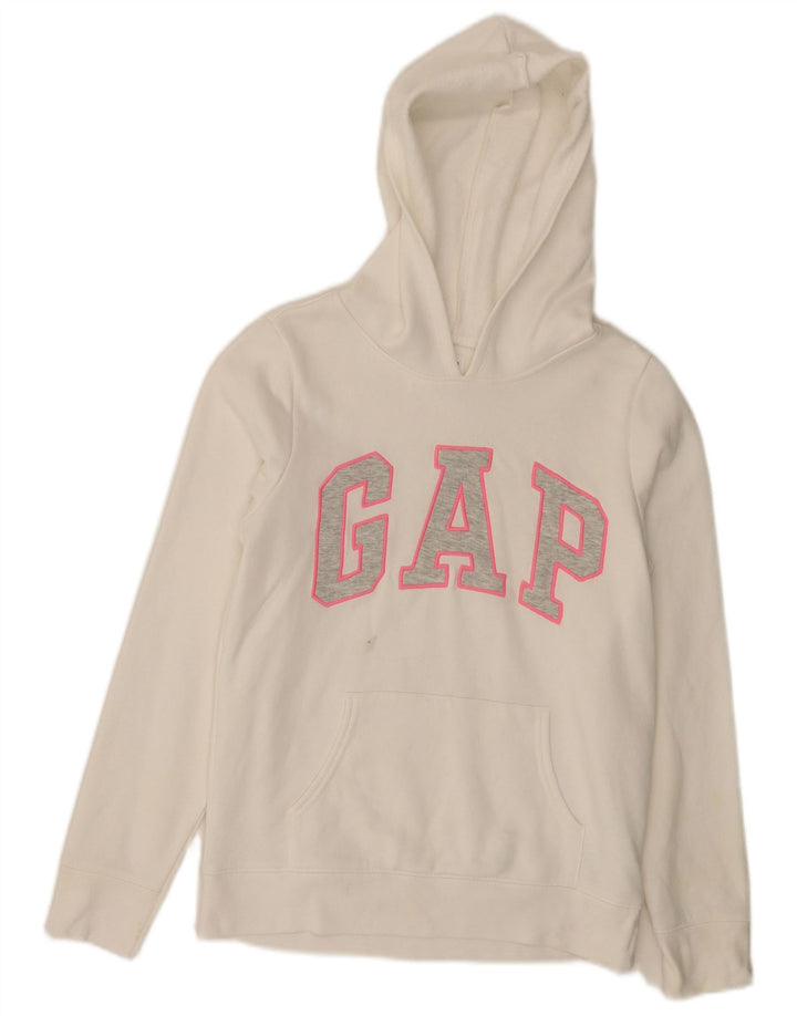 GAP Mädchen-Kapuzenpullover mit Grafik, 14–15 Jahre, 2XL, weiße Baumwolle
