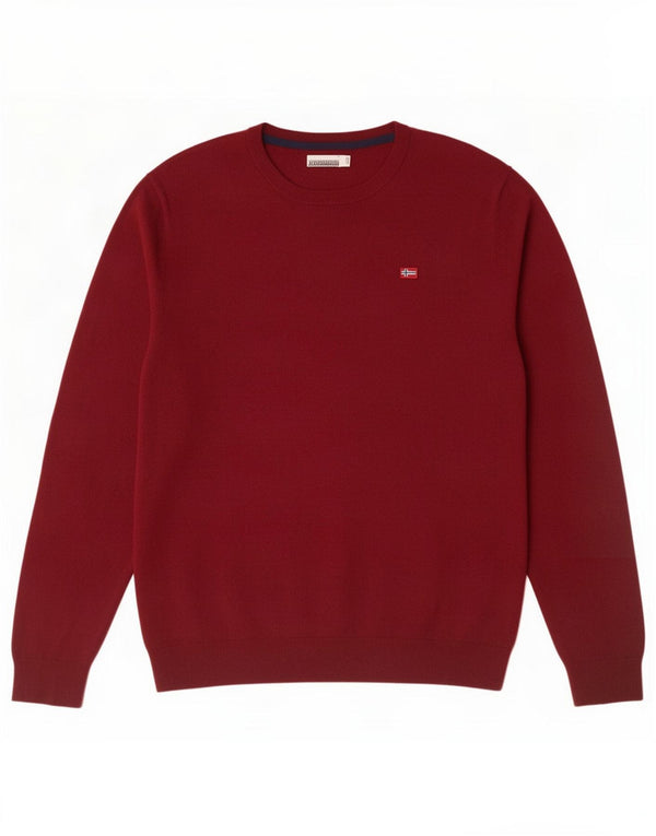 Napapijri Mens Boat Neck Jumper Sweater XL Burgundy Viscose