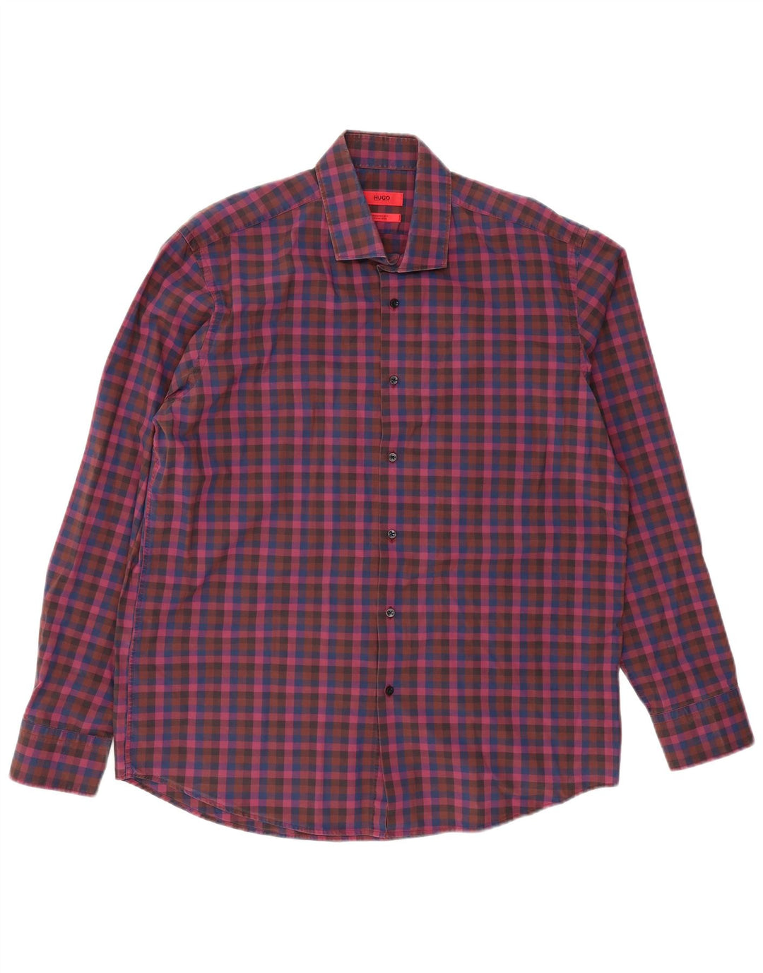 HUGO BOSS Herrenhemd Größe 44 17 1/2 XL Lila kariert