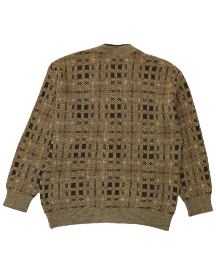 Malagrida Herren-Strickjacke, groß, Khaki, geometrisch