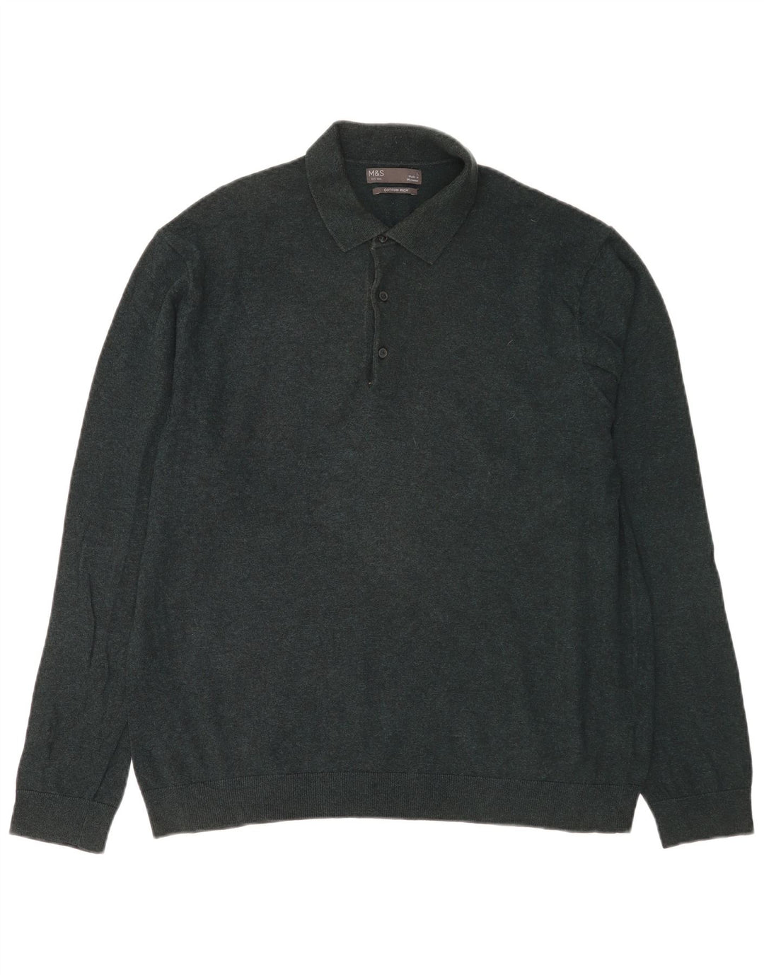 Marks & Spencer Herren-Pullover mit Rollkragen, groß, aus grüner Baumwolle