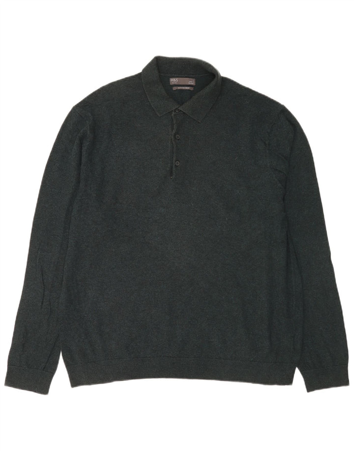 Marks & Spencer Herren-Pullover mit Rollkragen, groß, aus grüner Baumwolle
