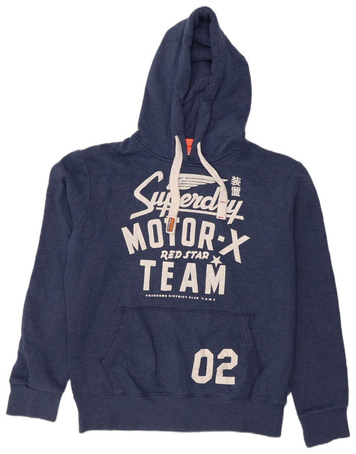 Superdry Herren Grafik-Hoodie-Pullover XL aus marineblauer Baumwolle