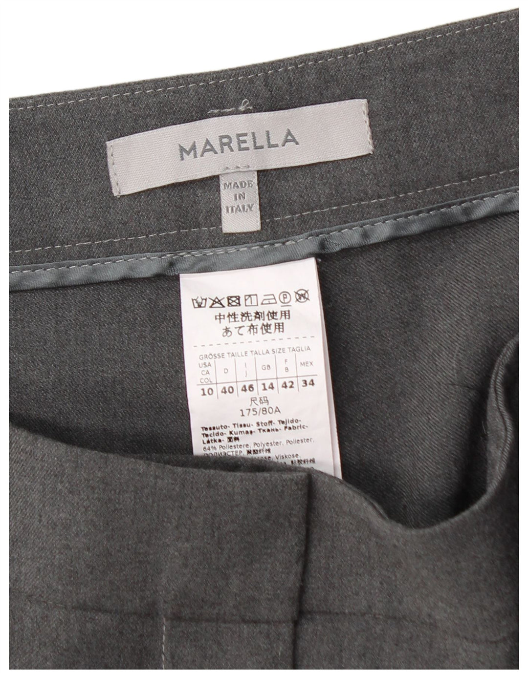 MARELLA Damen-Anzughose, gerade, UK-Größe 44, Größe L W32 L28, Grau, Polyester