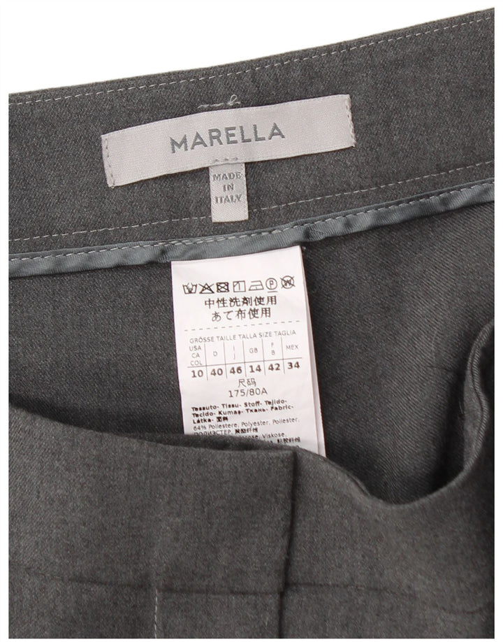 MARELLA Damen-Anzughose, gerade, UK-Größe 44, Größe L W32 L28, Grau, Polyester