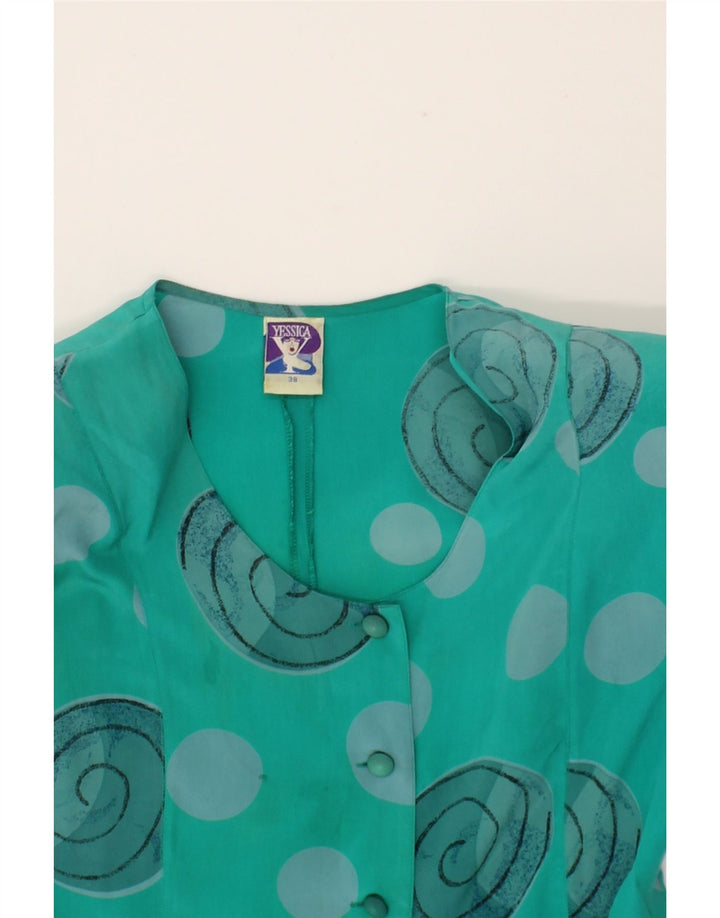 YESSICA Womens Shirt Dress EU 38 Medium Turquoise Polka Dot Silk Vintage Yessica and Second-Hand Yessica from Messina Hembry 