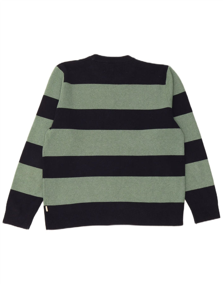 Marks & Spencer Herren-Pullover mit Rundhalsausschnitt, groß, marineblau gestreift