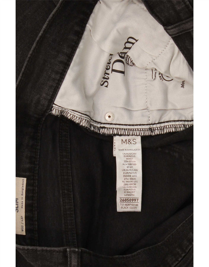Marks & Spencer Damen Slim Jeans W32 L27 Schwarze Baumwolle