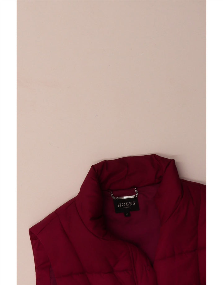 HOBBS Womens Padded Gilet UK 14 Large  Burgundy Polyester