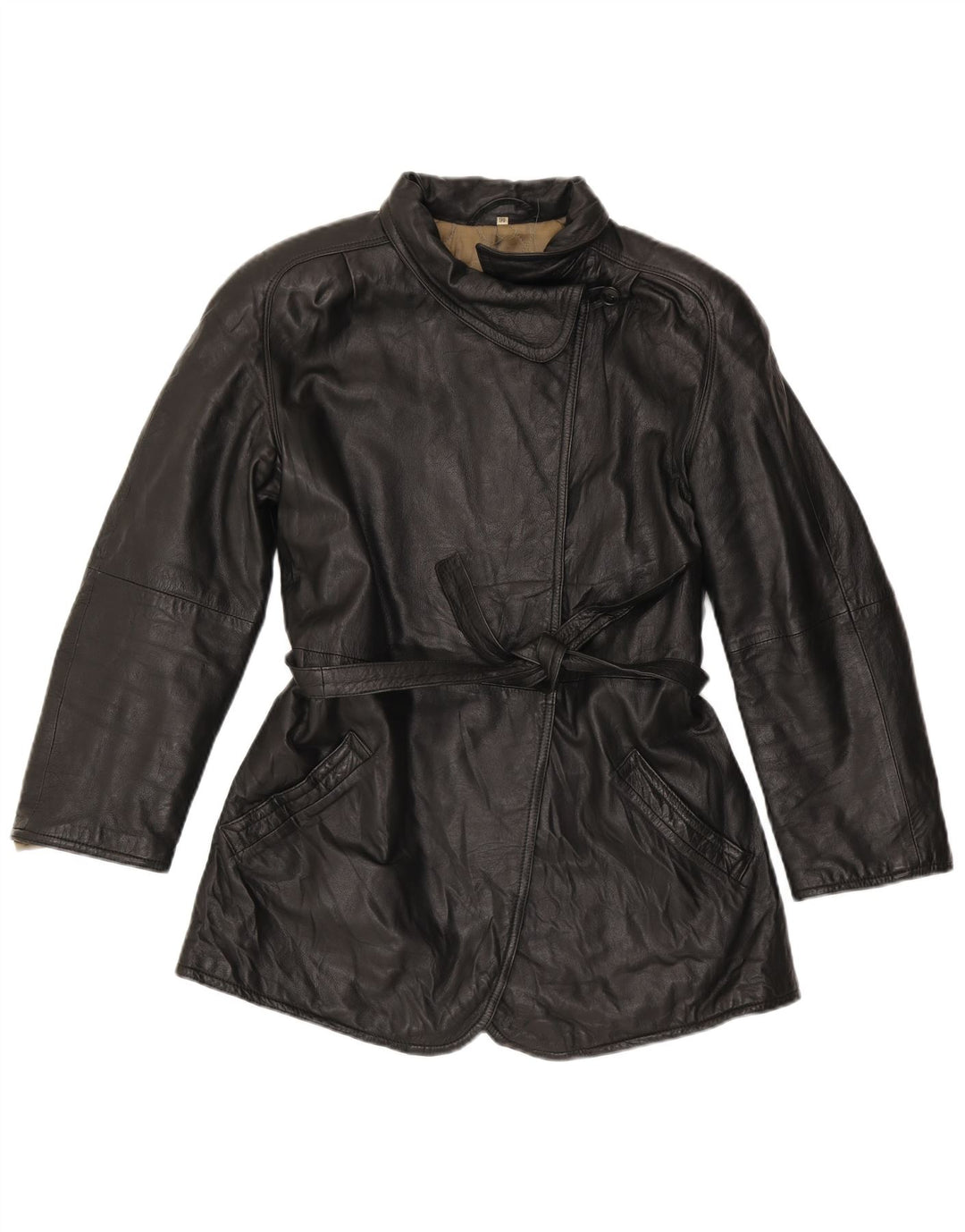 Vintage Damen Lederjacke IT 46 Large Schwarz