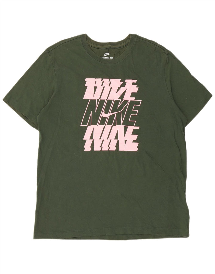 Nike Herren-T-Shirt mit Grafik, Größe L, aus grüner Baumwolle