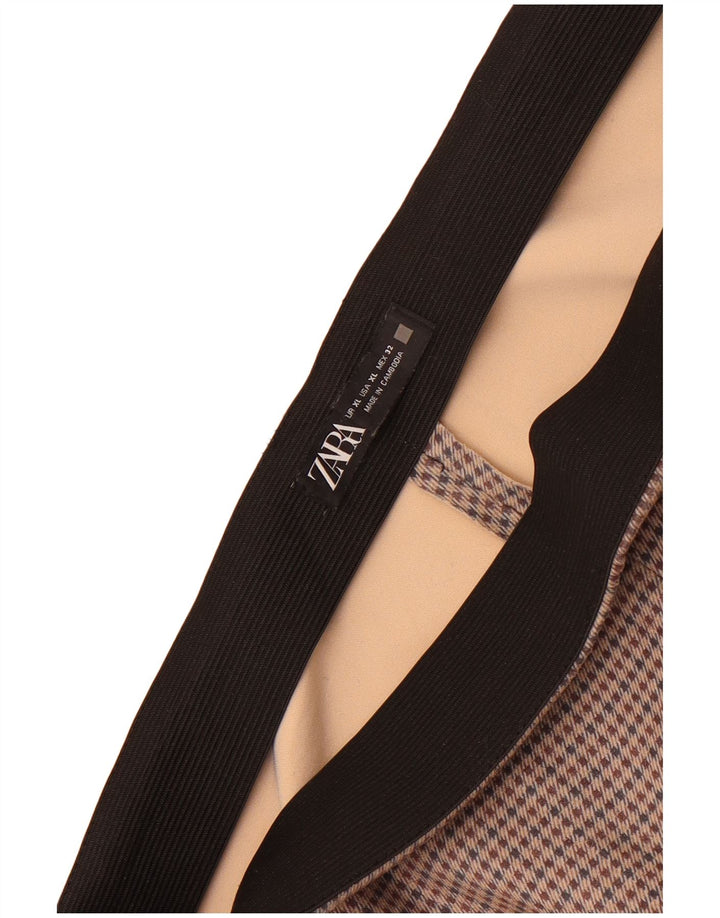 Schmale, kurze Hose für Damen von Zara, XL, W32, L26, Beige mit Hahnentrittmuster