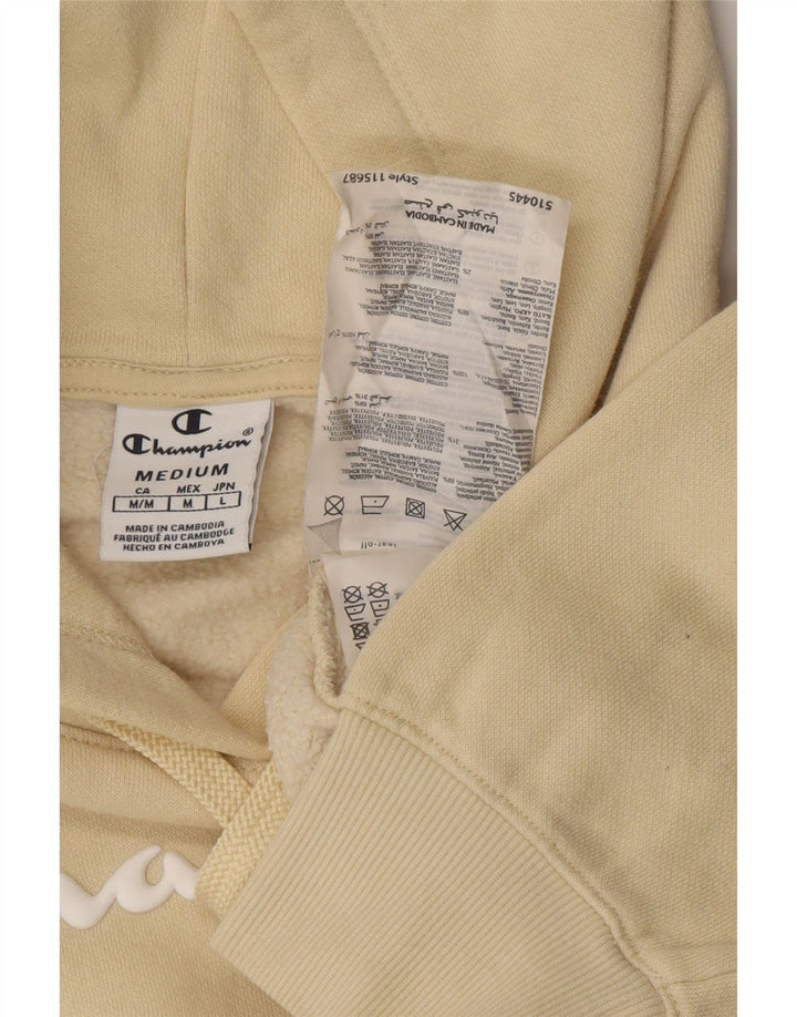 CHAMPION Womens Graphic Hoodie Pullover UK 14 Mittelbeige Baumwolle