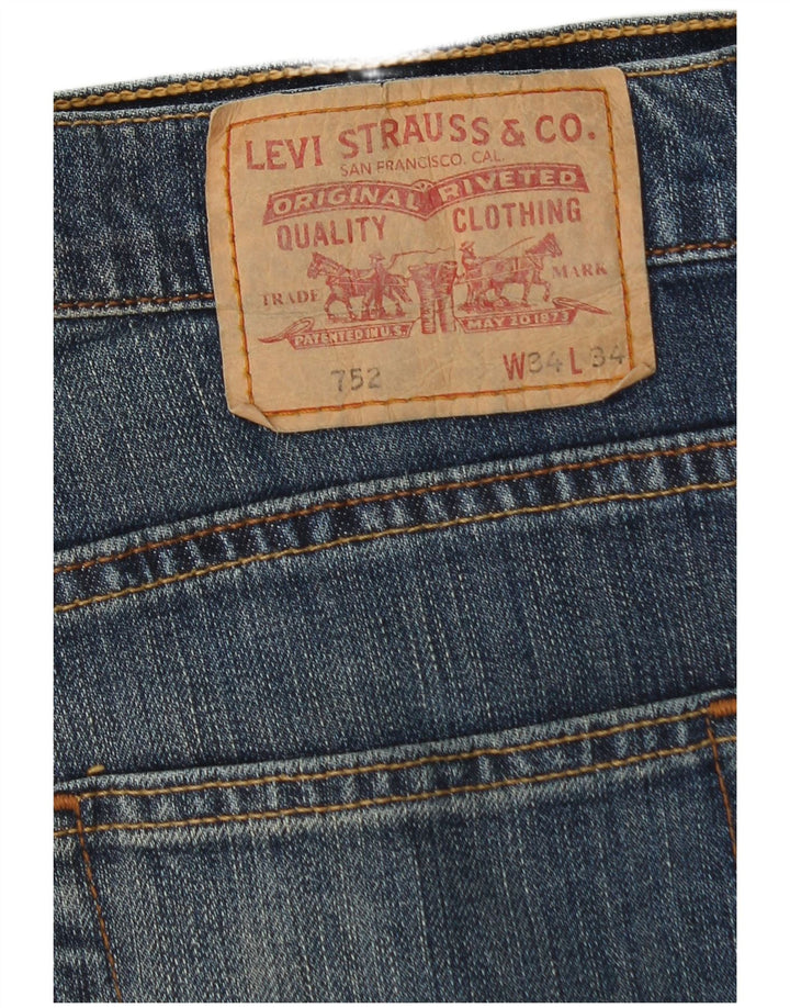 Levi's Herren 752 Straight Jeans W34 L29 Blaue Baumwolle