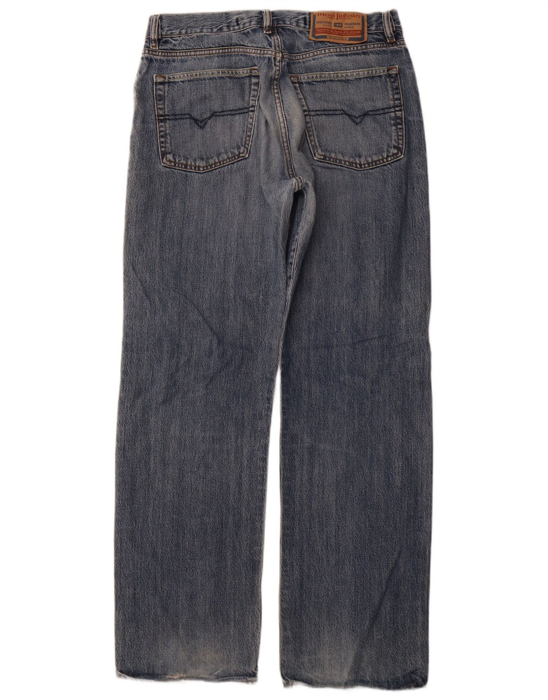 DIESEL Herren Straight Jeans W34 L31 Blaue Baumwolle