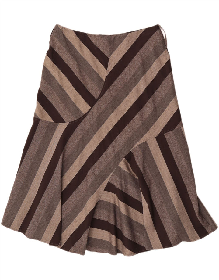 Marks & Spencer Damen Midirock UK 16 Large W34 Braun gestreift Polyester