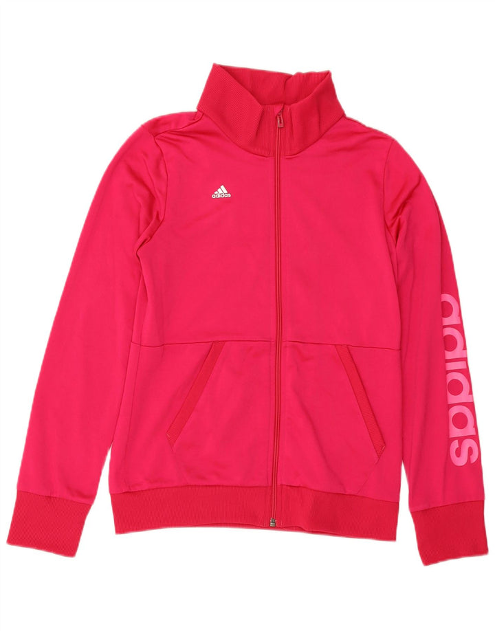 ADIDAS Mädchen-Trainingsanzugoberteil mit Grafik, 13–14 Jahre, rosa Polyester