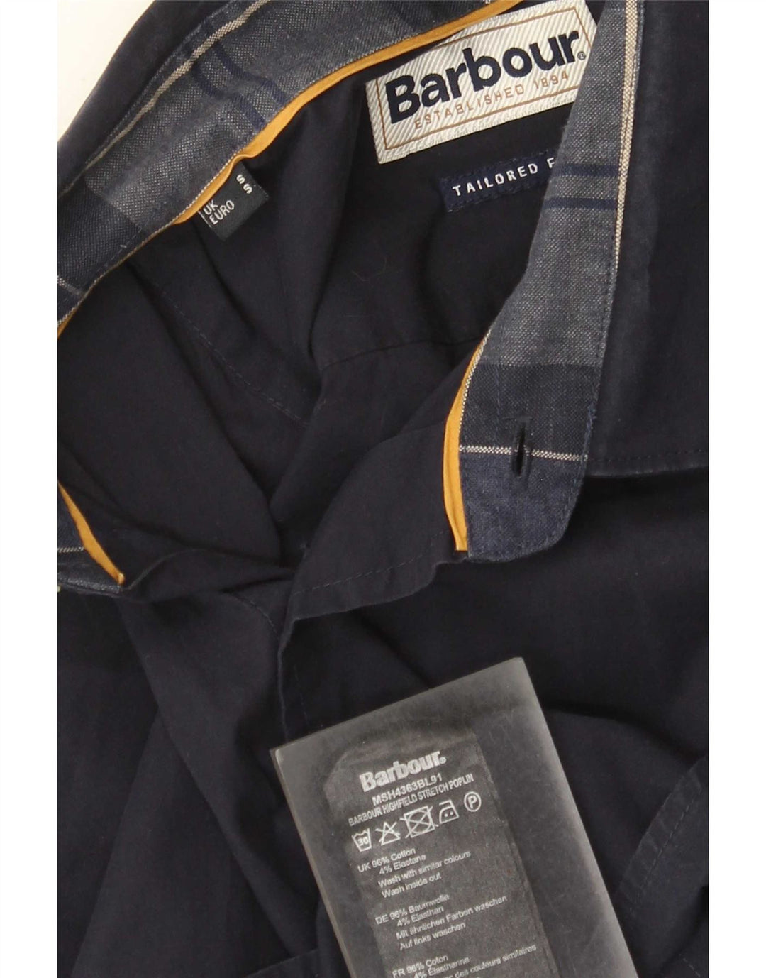 Barbour Herren-Hemd mit maßgeschneiderter Passform, Größe S, marineblau, Baumwolle
