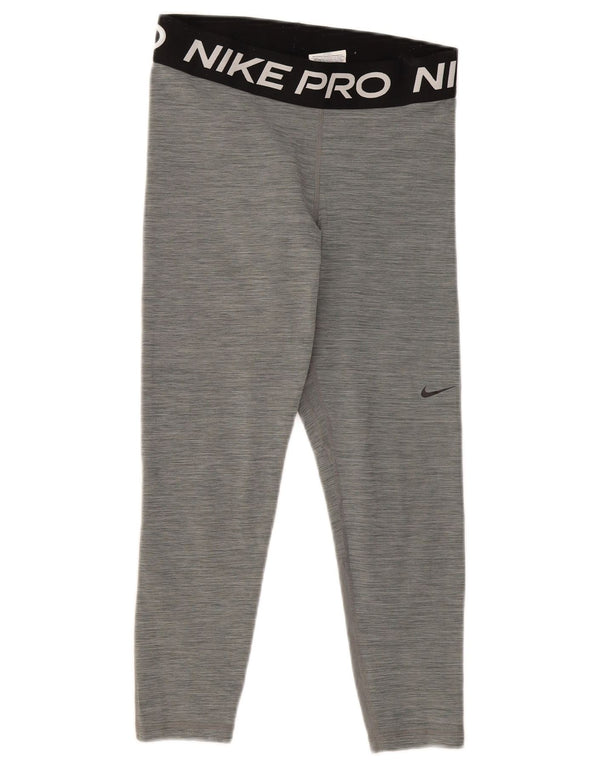 Nike Damen Dri Fit Capri Graphic Leggings UK 14 Mittelgrau gefleckt Sport