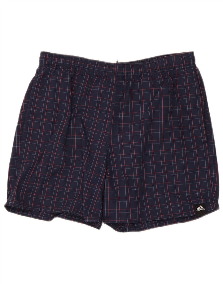 Adidas Herren-Sportshorts, klein, marineblau, kariert, Polyamid