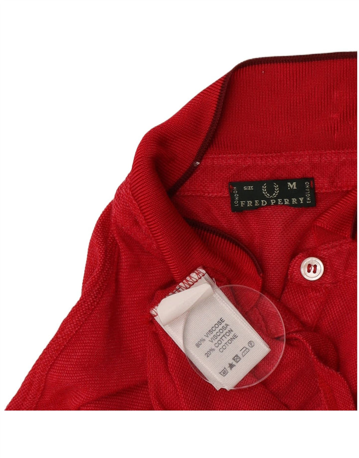 Fred Perry Damen Poloshirt UK 14 Mittelrote Viskose
